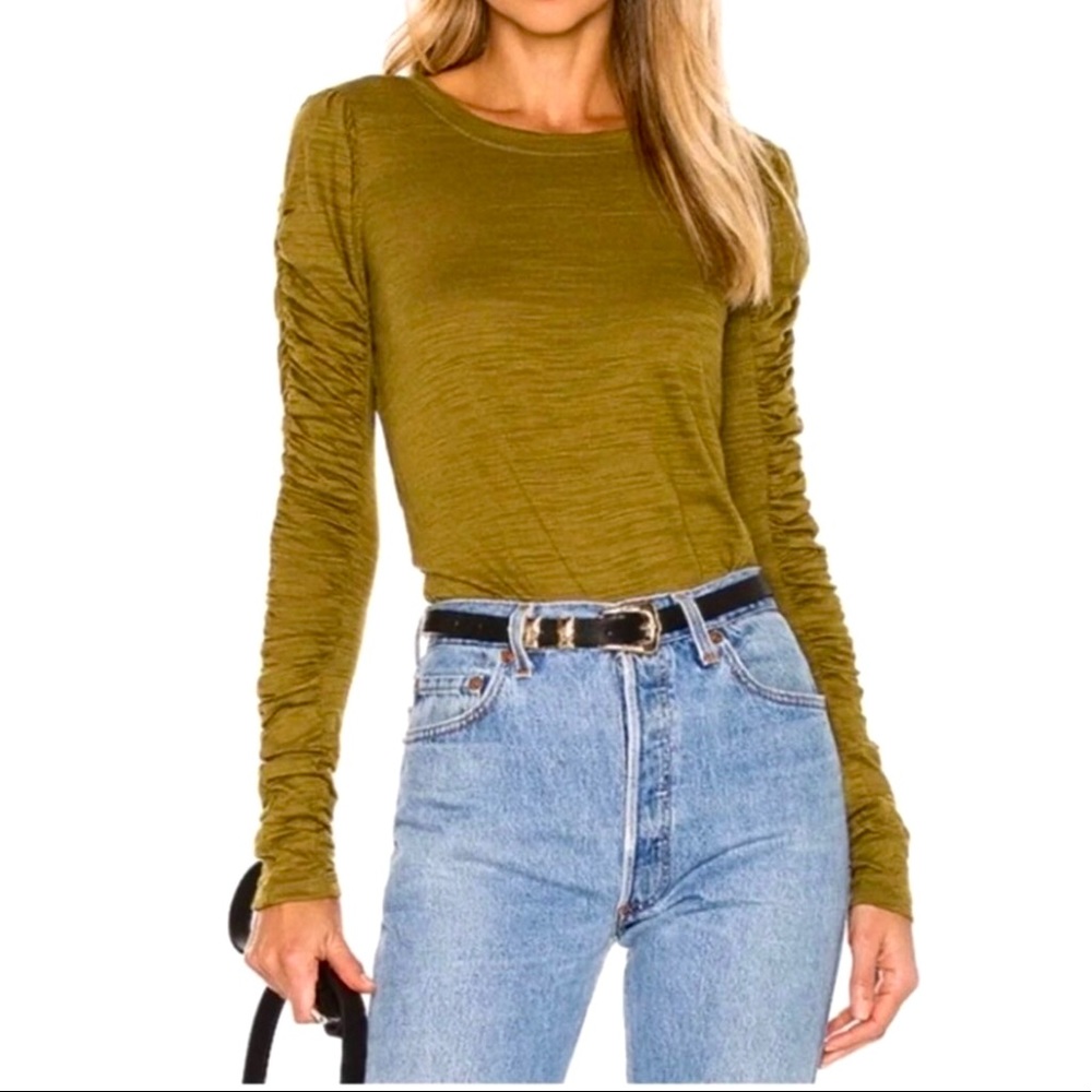 House of Harlow Ruched Puff Sleeve Tee